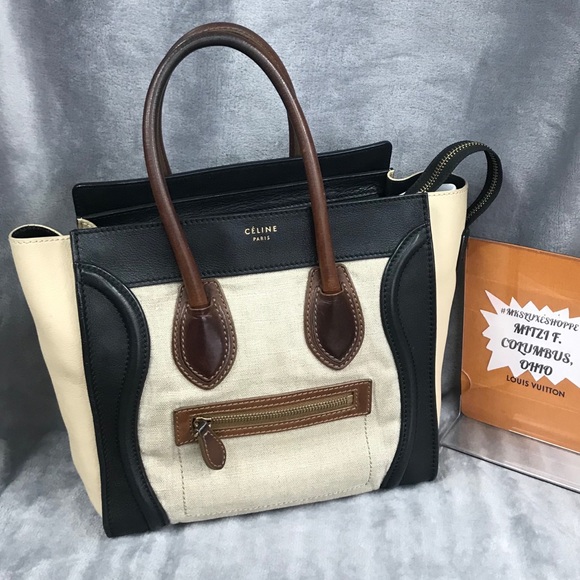FINAL MARKDOWN !!! CELINE MICRO TOTE LUGGAGE TRICOLOR VGC - Picture 1 of 8